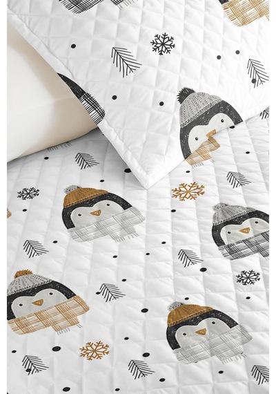 Evimde Bambaşka Penguen Desenli Çocuk Odası Tek Kişilik Pike Takımı-gri Hardal 160x220 CM Kapitone Yatak Örtüsü Evimde Bambaşka Penguen Desenli Çocuk Odası Tek Kişilik Pike Takımı-gri Hardal 160x220 CM Kapitone Yatak Örtüsü