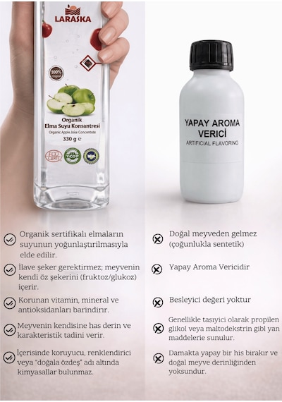 Organik Elma Suyu Konsanteresi 330g X 3 Aile Boyu Avantajlı Paket