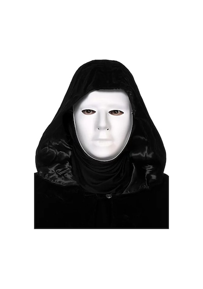 Siyah Kapüşonlu 120 Cm Pelerin Ve Beyaz Boyanabilir Tam Yüz Maske Diğer