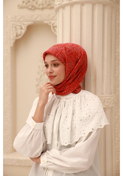 Silk Home Organik Eşarp 79015-30 Parlak Turuncu, Mor, Vizon