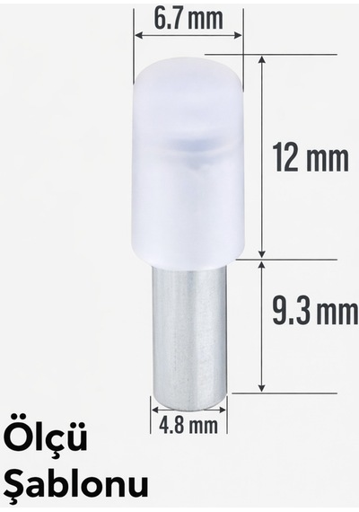 Plastik Başlı Geçmeli Metal Raf Altı Pimi Dolap İçi Raf Tutucu Çivisi Beyaz 50 Adet Beyaz
