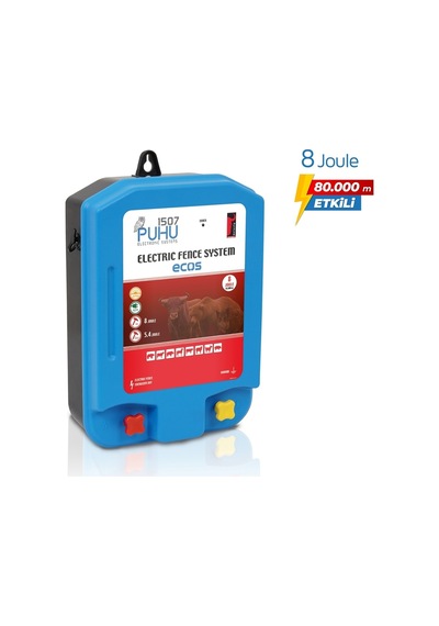 Puhu Ecos Eko Güneş Enerjili Elektrikli Çit Cihazı 8 Joule 60w Panel + 12v/42ah Jel Akü