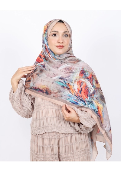 Luissa Bambu Kraş Şal Pastel Desen Bej
