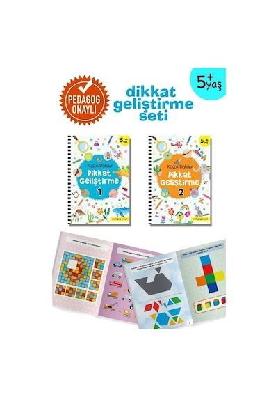 Küçük Dahiler Dikkat Geliştirme Seti - 5+ Yaş-2 Kitap Takım - Ayça G. Derin - İndigo Çocuk