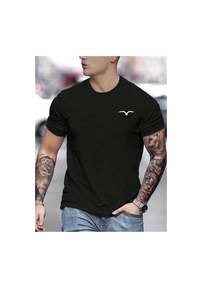 Caddemia Yazlık Bol Ve Rahat Kuş Grafik Baskılı Slim Fit Gündelik Spor Yuvarlak Yakal Siyah 2XL Caddemia Yazlık Bol Ve Rahat Kuş Grafik Baskılı Slim Fit Gündelik Spor Yuvarlak Yakal Siyah 2XL