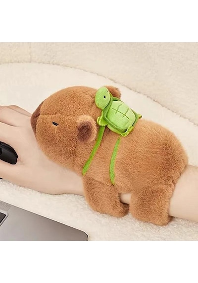 Sevimli Oturan Kapibara Capybara Bileklik Dekoratif Araba Aksesuarı Peluş Oyuncak 17 Cm Çok Renkli