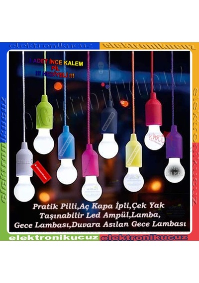 Çek Yak Ipli Lamba Gece Lambası Seyyar Lamba Pilli Kitap Okuma(463386997) Çok Renkli