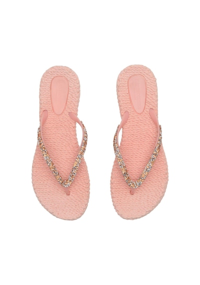 Soft Coral Cheerful03g - Mercan Taşlı Parmak Arası Terlik-6961 Pembe