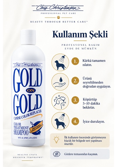 Chris Christensen Gold On Gold Sarı Ve Kahverengi Tonlar İçin Kürk Renk Onarıcı Kedi Ve Köpek Şampuanı 473 Ml