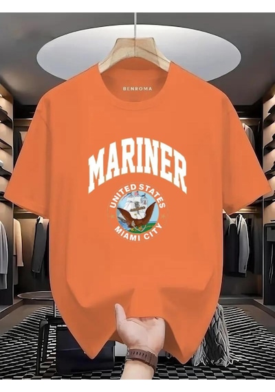 Marıner Unıted States Mıamı Cıty Baskılı Oversize Tişört Turuncu