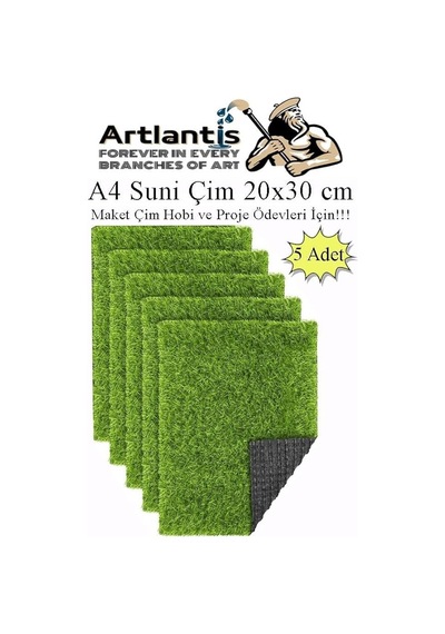 Ayrex Artlantis Yapay Çim A4 20x30 Cm 5 Adet A4 Boyutunda Maket Çim Dekorati Yapay Çim Halı Teraryum Suni Çim Diğer
