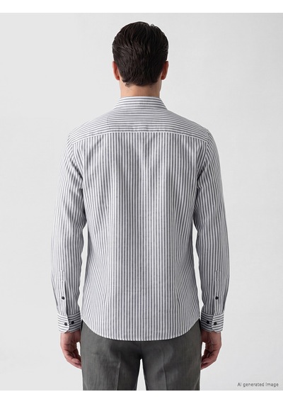 Lcwaıkıkı Classic Lacivert Regular Fit Çizgili Oxford Erkek Gömlek