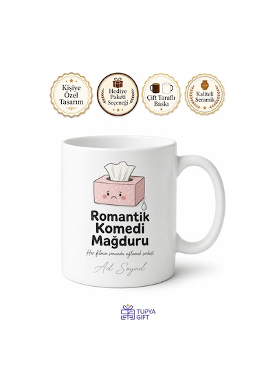 Ağlak Arkadaşa Gözyaşı Peçetesi Romantik Komedi Mağduru Kupa Hediye Bardak Beyaz / Çok Renkli