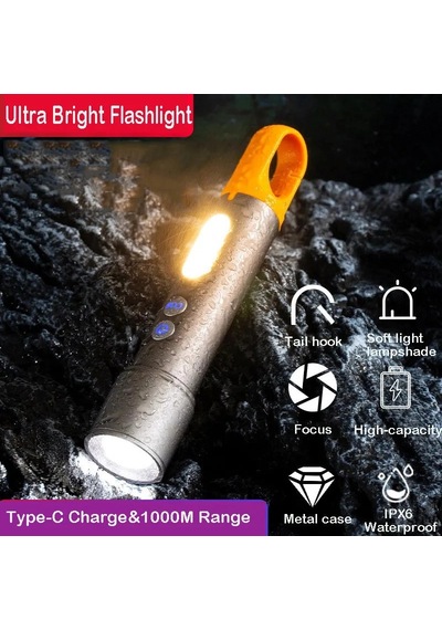Gs-7560 Ultra Parlak Cob Led 9 Modlu Askılı Şarjlı El Feneri Belirtilmemis