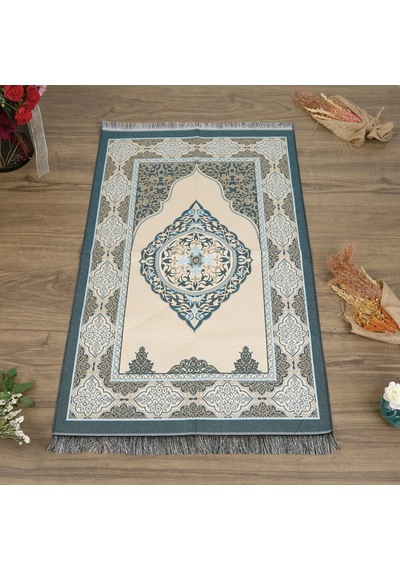 Hediyelik Tafta Seccade Mavi-gold 68x110 Cm - 200 Gr Çok Renkli