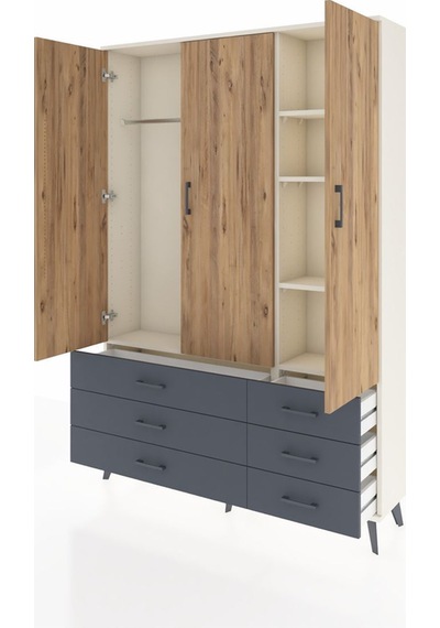 Arges Dolap 5 Raflı 6 Çekmeceli Tek Askılı 132x30x195 Aytaşı-çam/antrasit Atlas Çam/antrasıt Arges Dolap 5 Raflı 6 Çekmeceli Tek Askılı 132x30x195 Aytaşı-çam/antrasit Atlas Çam/antrasıt
