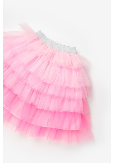 Le Mabelle Pembe Katlı Tüllü Kız Çocuk Uzun Etek - Azalea Pembe