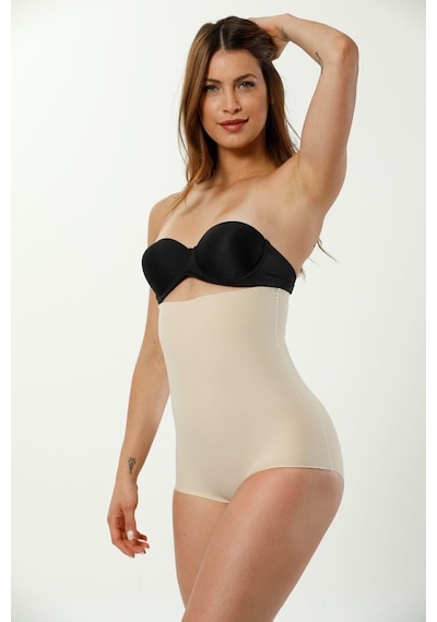 Bonbonetti Chocolate Baby & Kids Kadın Lazer Kesim Yüksek Bel Slip Korse Siyah