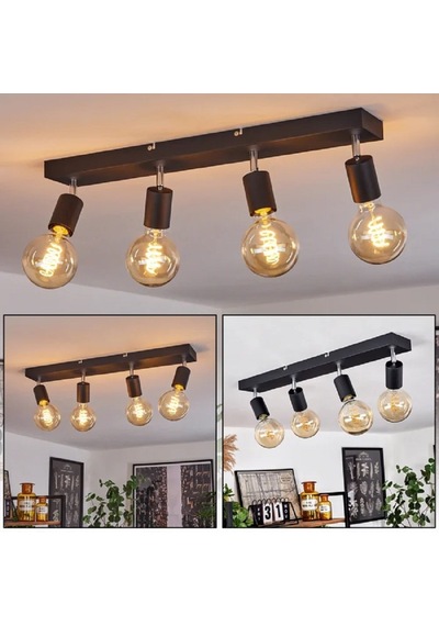 Riolight Modern1 Siyah1 4xe27 Mafsallı Hareketli Başlık Glop Ampul Hariç Metal Spot Avize Siyah