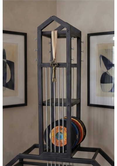 Gitar Ünite Metal Raflı Kitaplık Siyah Metal Tel