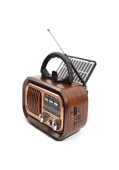 Nostaljik Görünümlü Solar Panelden Şarj Olabilen Telefon Standlı Fm Radyo Bluetooth Hoparlör Çok renkli