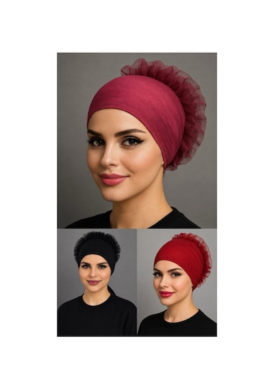 Aldaıyr 3adet Fırfır Bone Tesettür Bone Renkli4
