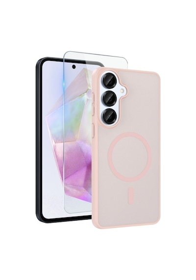 Teleplus Samsung Uyumlu Galaxy S26 Kılıf Babet Translucent Mat Msafe Şarj Özellikli Kapak + Ekran Koruyucu Pembe