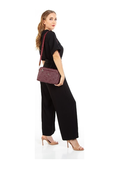 Newish Polo Kadın Desenli Uzun Askılı Omuz Çantası New258 - Bordo