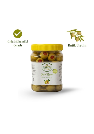 Egelya Akhisar Domat Biberli Yeşil Zeytin 500 G Aromatik, Dengeli Lezzet