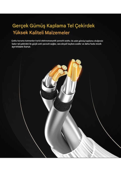 Kz Type-c Gümüş Dac Kulaklık Kablosu Mikrofonlu