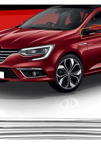 Reanult Megane-4 Sedan 2016-2024 Modeller Arası Krom Cam Çıtası 6 Parça Paslanmaz Çelik