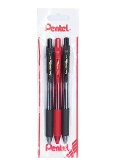 Energel 0.7 Mm Likit Roller Kalem 2xsiyah/1xkırmızı 3'lü Set -