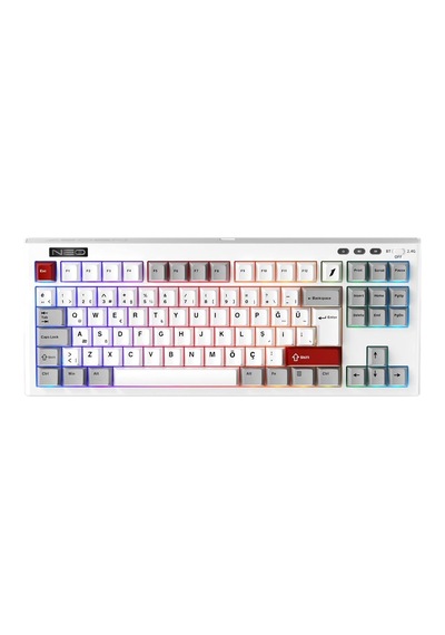 1st Player Neo87 Tkl Beyaz Rgb Lavender Switch Hotswap Kablosuz Wireless + Bluetooth Türkçe Mekanik Oyuncu Klavyesi