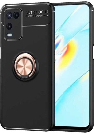 Oppo A54 4g Kılıf Zore Ravel Silikon Kapak Siyah-Rose Gold