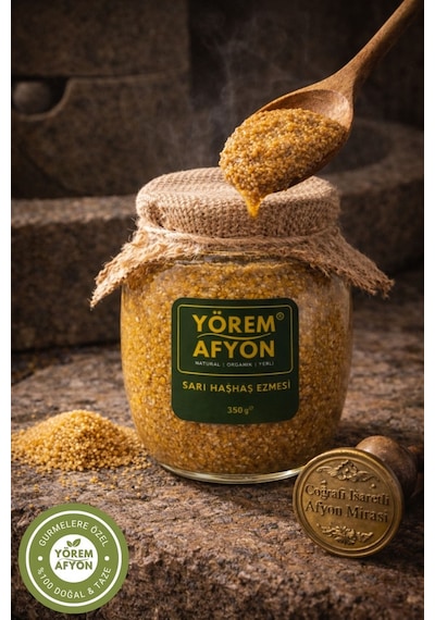 Yörem Afyon Meşhur Afyonkarahisar Taş Değirmende Öğütülmüş Cam Sarı Haşhaş Ezmesi 350gr.