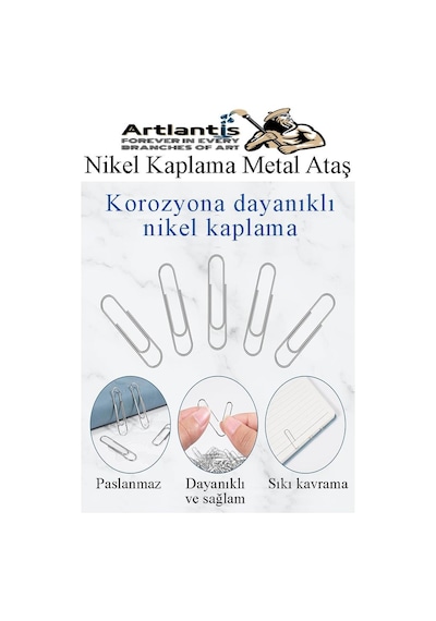 Büyük Metal Ataş No 5 50 Mm 100 Lü 1 Paket Nikel Kaplama Metal Ataç Dayanıklı Paslanmaz 45 Sayfa Kapasiteli Dev Ataş