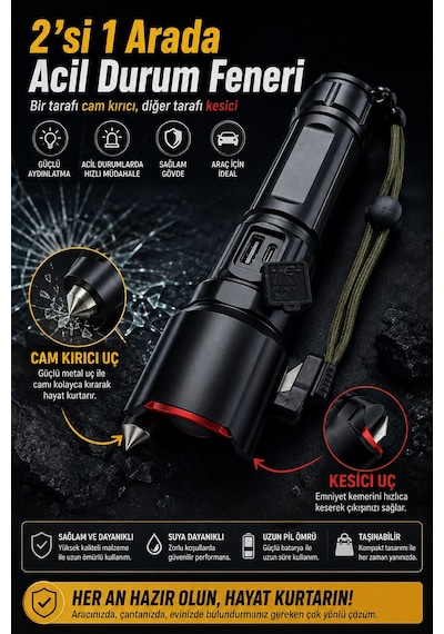 Jasper Jpr-2210 Full Metal Tasarım Çakarlı Zomlu 26650 8800mah Li-ion Bataryaya Sahip El Feneri Siyah