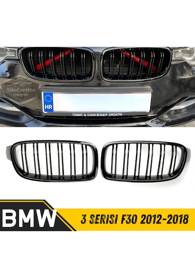 Bmw 3 Serisi F30 2012-2018 Uyumlu Ön Panjur Böbrek M3 Görünüm Izgara Çift Çizgi İthal Piano Black 1.sınıf Sağ Sol Takım