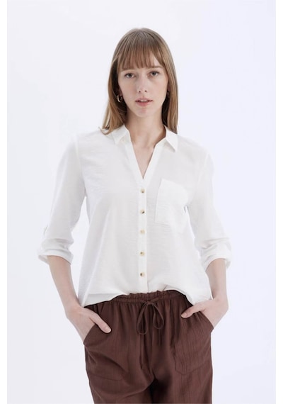 Defacto Regular Fit Beyaz Kadın Gömlek M9407az/wt16 Beyaz
