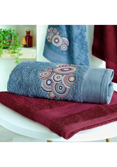 Bambu South Hamam Seti Bordo 4'lü Set Cok Renkli