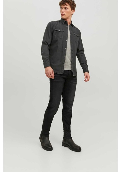 Jack & Jones Erkek Jjesheridan Dar Kesim Kot Gömlek 12138115 Siyah