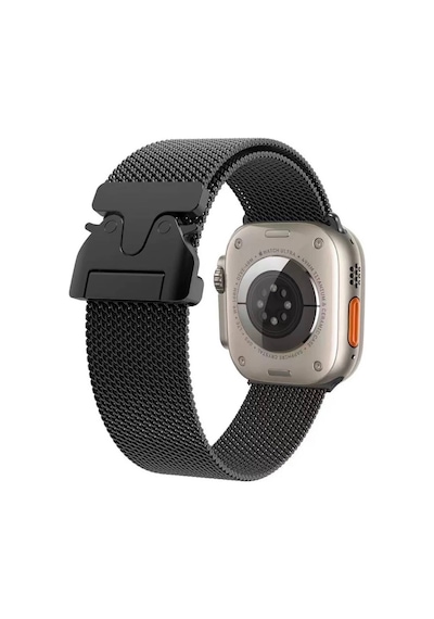 Watch Uyumlu 10 42mm Zore Krd-25 Metal Hasır Kordon-siyah