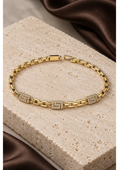 14k Altın Renginde Geometrik Desenli Taşlı Dikdörtgen Motifli Kadın Zincir Xp Marka Vıp Özel Seri Bileklik Renkli 14k Altın Renginde Geometrik Desenli Taşlı Dikdörtgen Motifli Kadın Zincir Xp Marka Vıp Özel Seri Bileklik Renkli