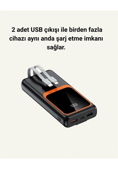 Hubrendy  Taşınabilir Şarj Cihazı 20000 Mah 22.5w Hızlı Şarj + Dijital Ekran + Kablo Dahil Diğer