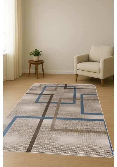 Modern Desenli Dijital Baskı Kaymaz Taban Halı H0948 Renkli