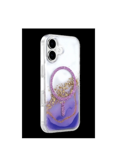 Onegif Apple İphone 17 Lotus Simli Magsafe Kapak - Mor