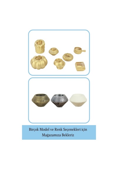 Mumluk Şamdan Tealight Mum Uyumlu Elmas Çizgili Model - Altın