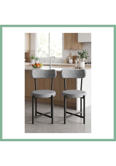 Bşkvirgo Sandalye 2 Adet Keten Kumaş Metal Ayak Modern Mutfak Sandalyesi Cafe Balkon Ofis Teddy 9812 Gri Bsk2026