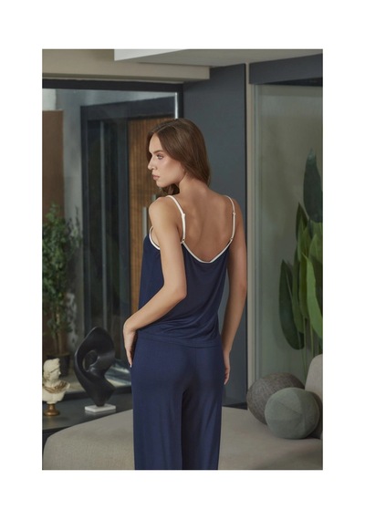 Angbutik Aqua 26577 Kadın İp Askılı Pijama Takım lacivert