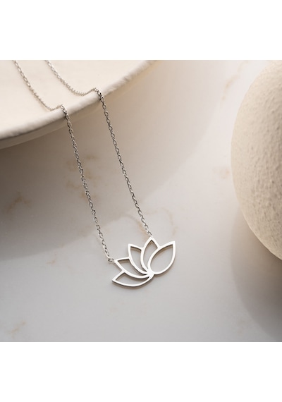 Vaoov 925 Ayar Gümüş Modern Lotus Çiçeği Kolye Gümüş